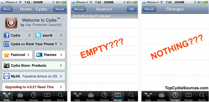 Cydia sources not working