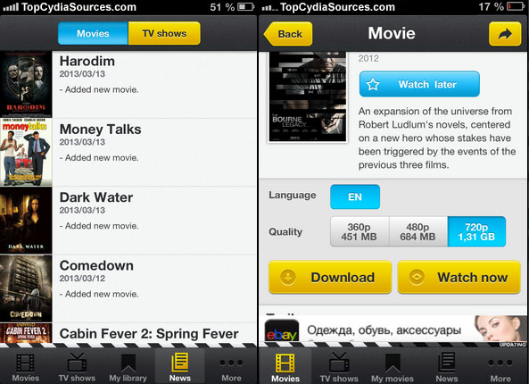 Best cydia movie apps