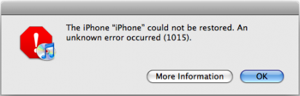 iTunes error code 1015